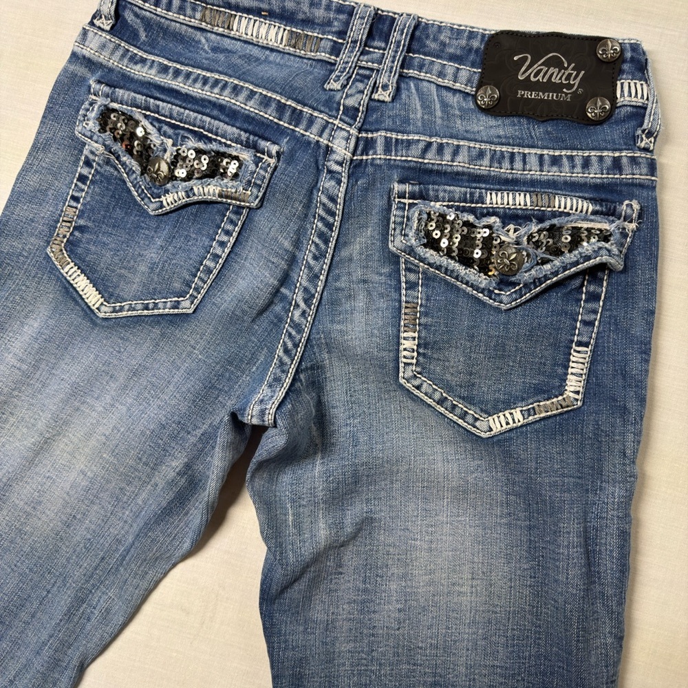 VANITY Premium Collection Women's Jeans Size 27W/31L Bootcut Embroidered Pockets - Picture 12 of 14